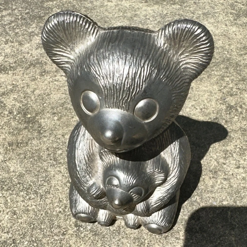🐻🤎Vintage Metallic Bear Mom & Baby Figurine Decorative Bank 🐻 Beartastic!! 🤎